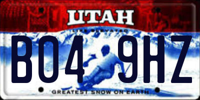 UT license plate B049HZ