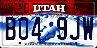 UT license plate B049JW