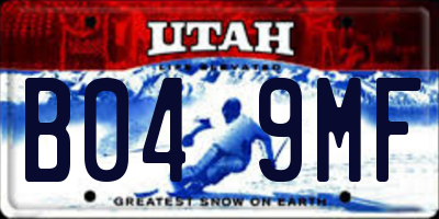 UT license plate B049MF