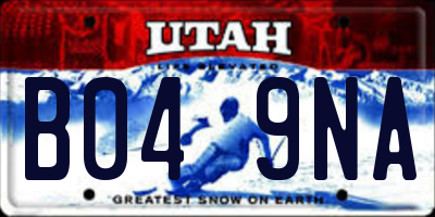 UT license plate B049NA