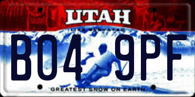 UT license plate B049PF