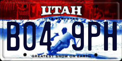 UT license plate B049PH