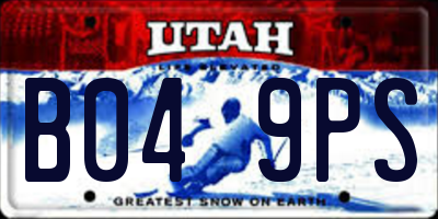 UT license plate B049PS