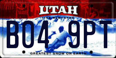 UT license plate B049PT