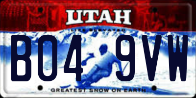 UT license plate B049VW