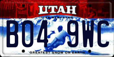 UT license plate B049WC