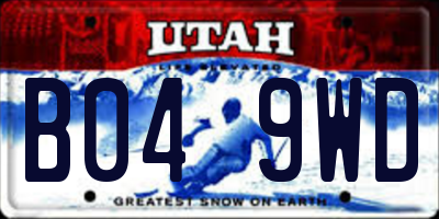UT license plate B049WD