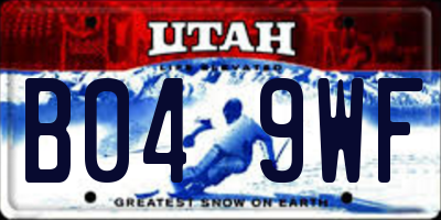 UT license plate B049WF