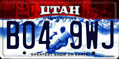 UT license plate B049WJ