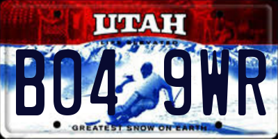 UT license plate B049WR