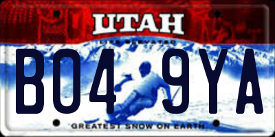 UT license plate B049YA