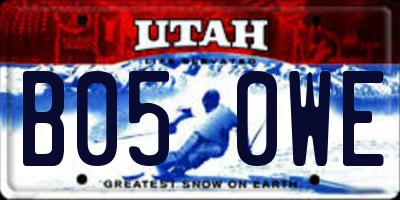 UT license plate B050WE
