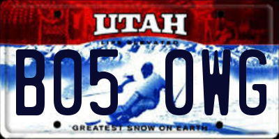 UT license plate B050WG