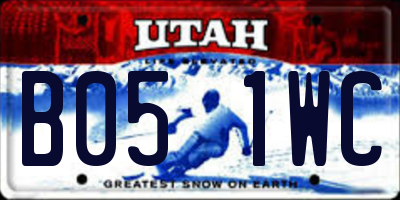 UT license plate B051WC