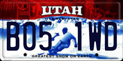 UT license plate B051WD