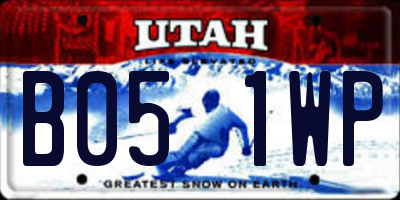 UT license plate B051WP