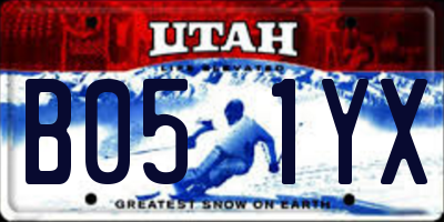 UT license plate B051YX