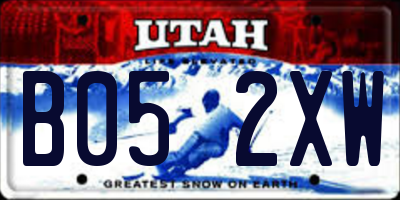 UT license plate B052XW