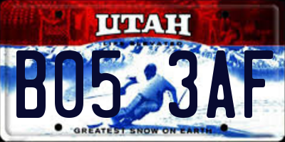 UT license plate B053AF