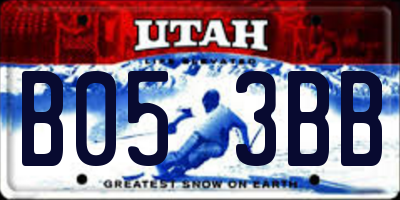 UT license plate B053BB