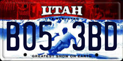 UT license plate B053BD