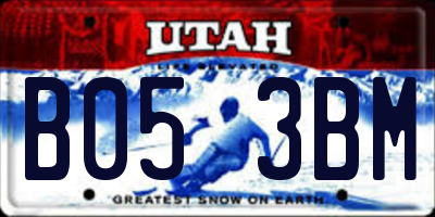 UT license plate B053BM