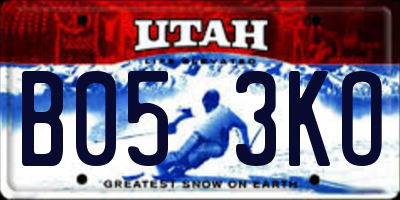 UT license plate B053KO