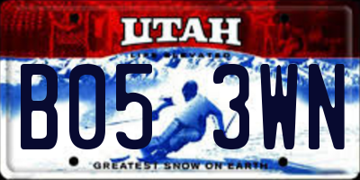 UT license plate B053WN