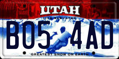 UT license plate B054AD