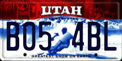 UT license plate B054BL