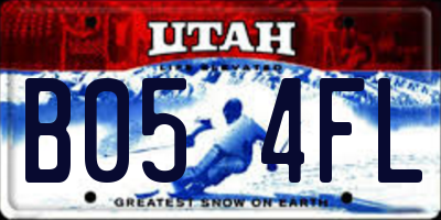 UT license plate B054FL
