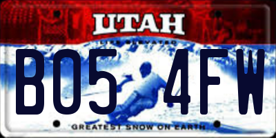 UT license plate B054FW