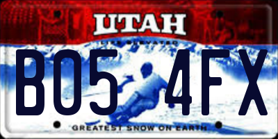 UT license plate B054FX