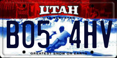 UT license plate B054HV
