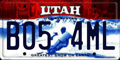 UT license plate B054ML