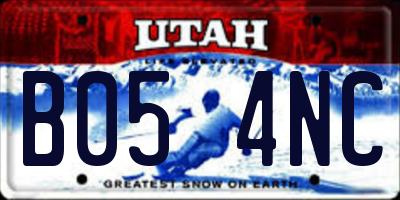 UT license plate B054NC