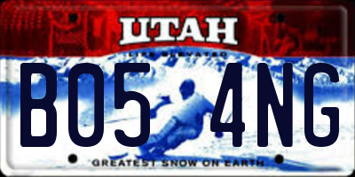 UT license plate B054NG