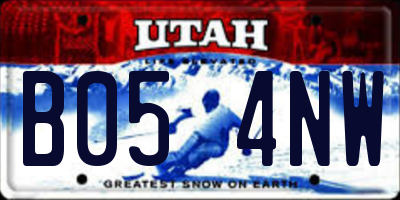 UT license plate B054NW