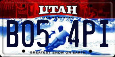 UT license plate B054PI