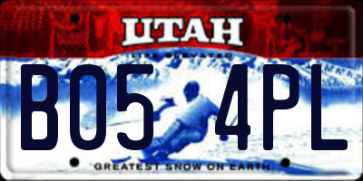 UT license plate B054PL