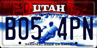 UT license plate B054PN