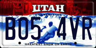 UT license plate B054VR