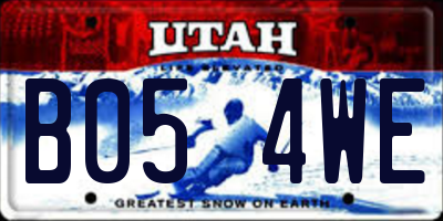 UT license plate B054WE