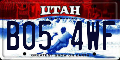 UT license plate B054WF