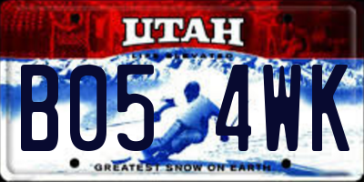 UT license plate B054WK