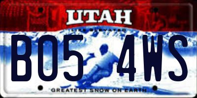 UT license plate B054WS