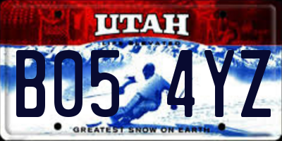 UT license plate B054YZ