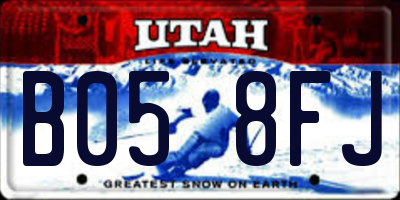 UT license plate B058FJ