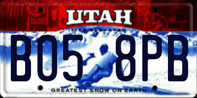 UT license plate B058PB