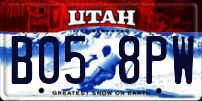 UT license plate B058PW
